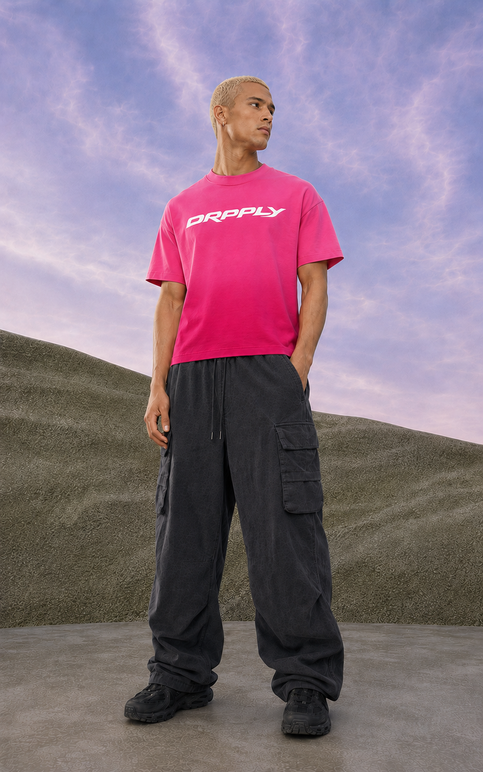 Pink Ombre Basic Cropped T-shirt