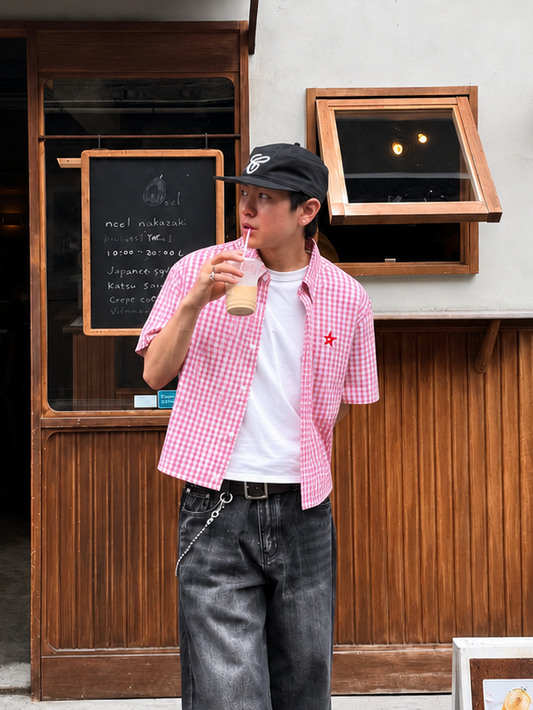 Pink Retro Picnic Boxy Shirt