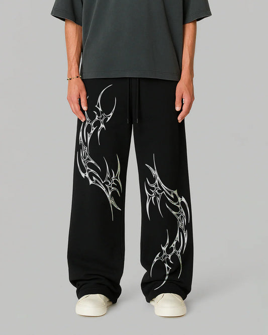 Black Straight Fit Baggy Pants - 250 GSM Cotton