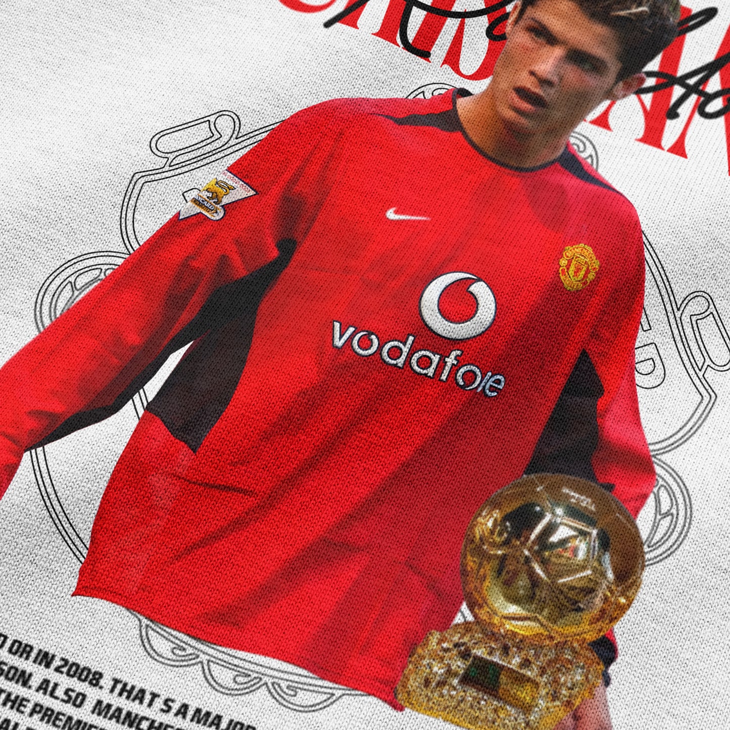 Oversized White Ronaldo 2008 Ballon d'Or T-shirt