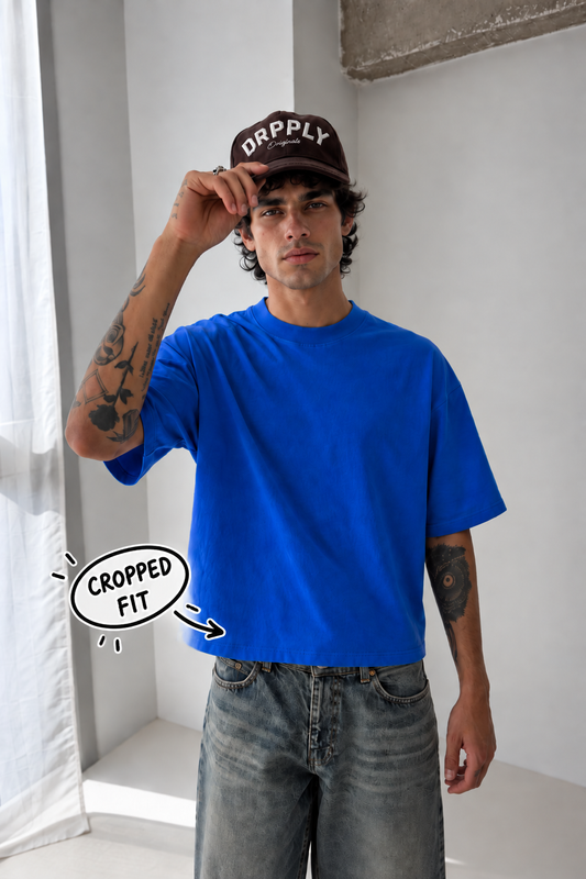 Perfectly Cropped Royal Blue T-shirt - Heavy 250 GSM Cotton