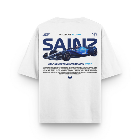 Oversized White SAINZ T-shirt - Heavy 250 GSM Cotton