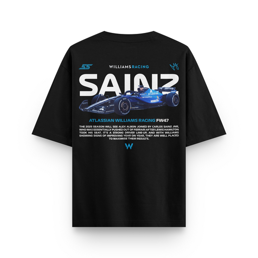 Oversized Black SAINZ T-shirt - Heavy 250 GSM Cotton
