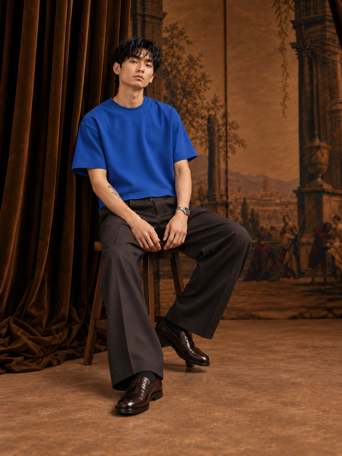 Iconic Cropped Sapphire Blue T-shirt