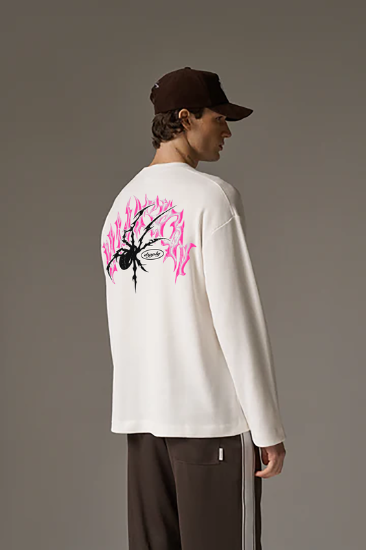 “Spiders Scare Me” — Off-White Waffle Oversized Full Sleeve