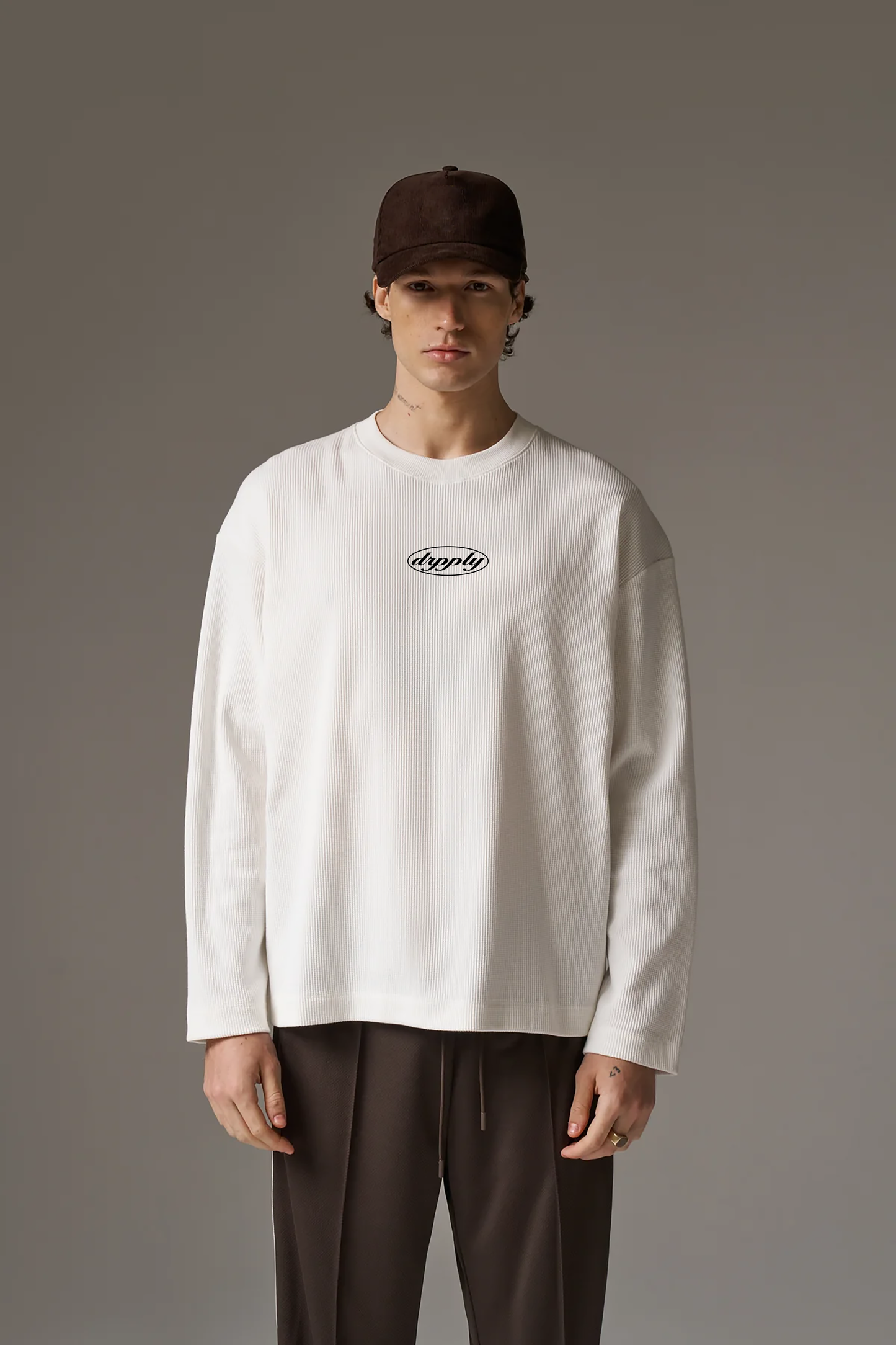 “Spiders Scare Me” — Off-White Waffle Oversized Full Sleeve