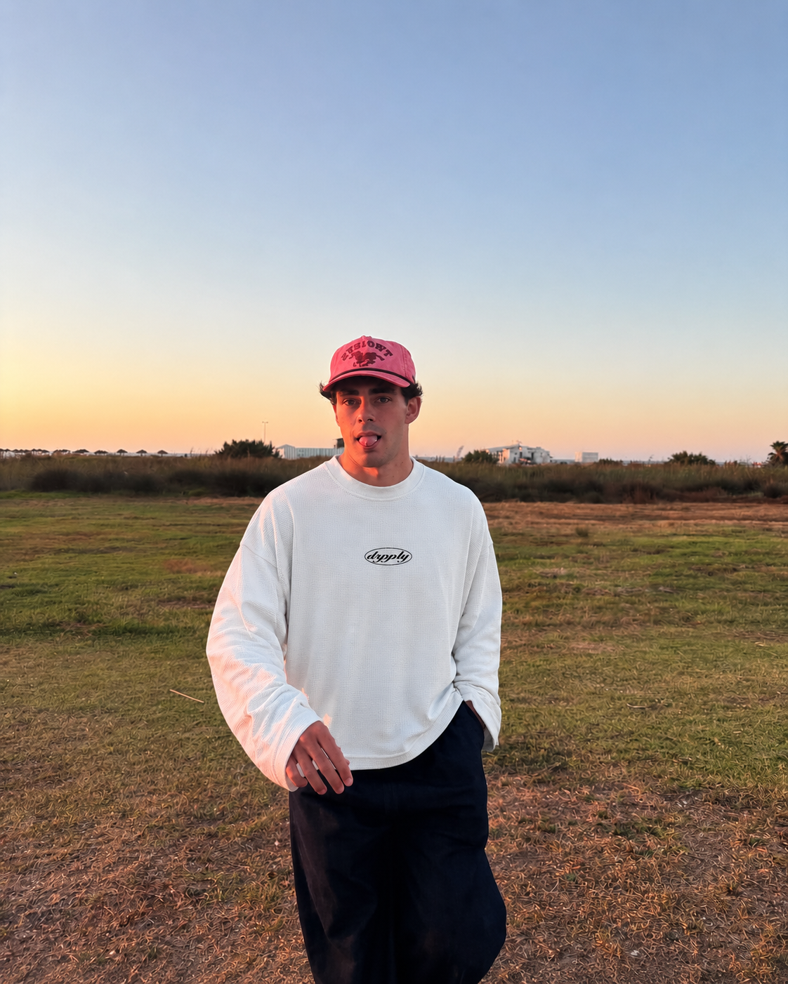 “Spiders Scare Me” — Off-White Waffle Oversized Full Sleeve