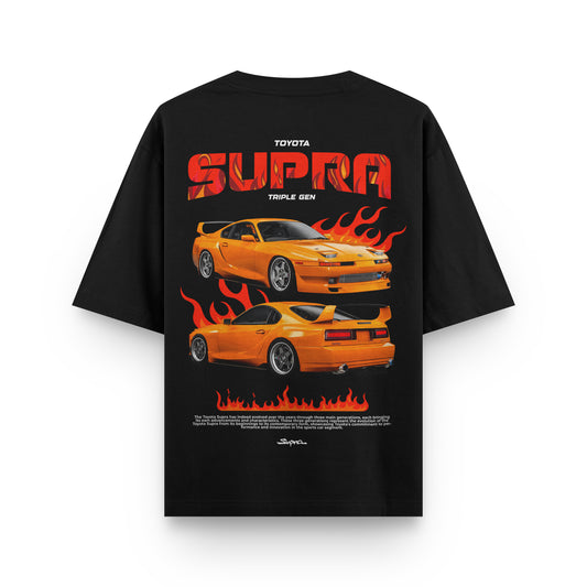 Oversized Black Toyota Supra T-shirt - Heavy 250 GSM Cotton