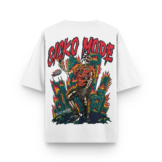 Oversized Travis Scott Sicko Mode White T-shirt - Heavy 250 GSM Cotton