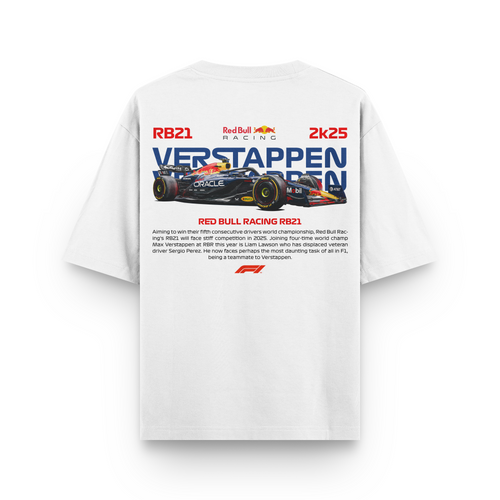Oversized White Verstappen T-shirt - Heavy 250 GSM Cotton