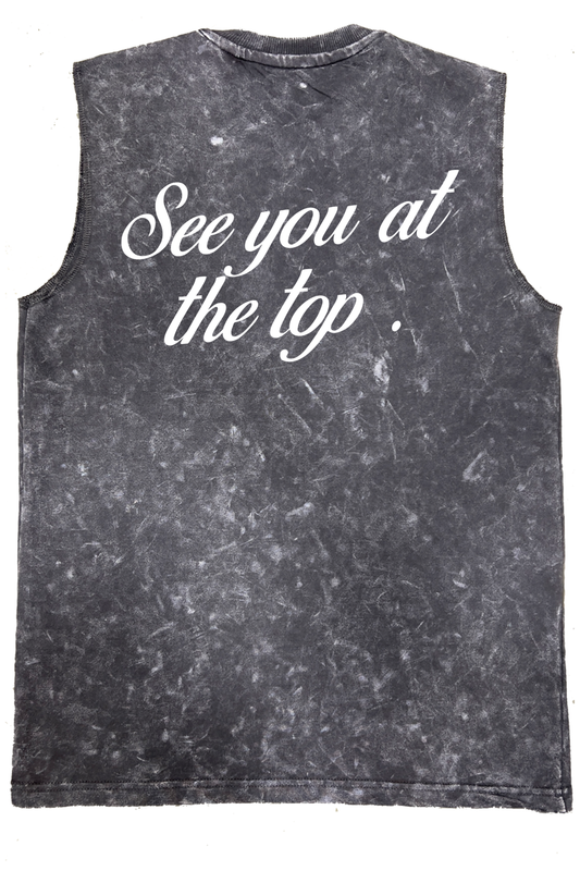 Oversized Acid Washed See You At The Top Vest Tank - Heavy 240 GSM