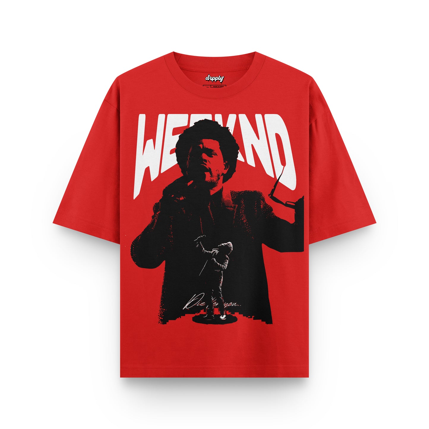 Oversized Red Weeknd T-shirt - Heavy 250 GSM Cotton