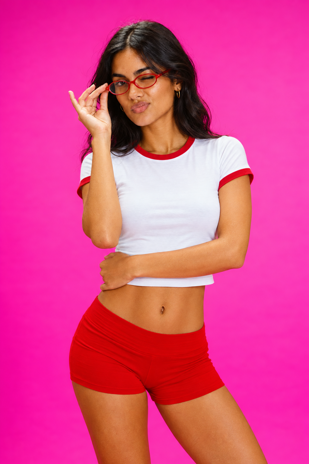 White/Red Ringer Baby Tee